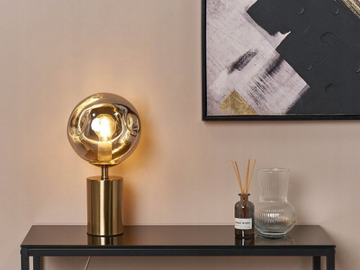 Lampë tavoline BOYD Metal Brass, bazë metalike, kupë xhami, ngjyrë bronzi