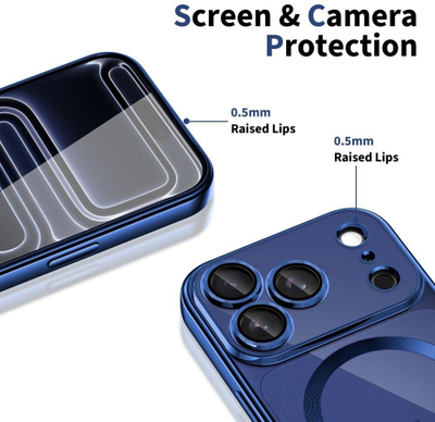 Këllëf telefoni Tech-Protect MagFlex për iPhone 17 Pro Max, MagSafe, transparent, blu e errët