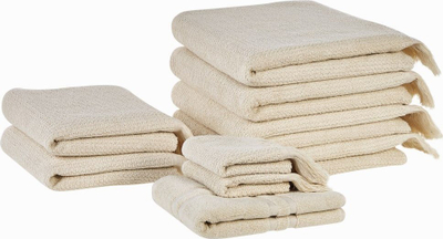 Set peshqirësh Beliani Luxury Line ATIU, pambuk Terry, 9 copë, ngjyrë bezhë