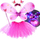 Kostum zanë me krahë Little Fairy Butterfly ZA4805, me drita LED, për goca, rozë