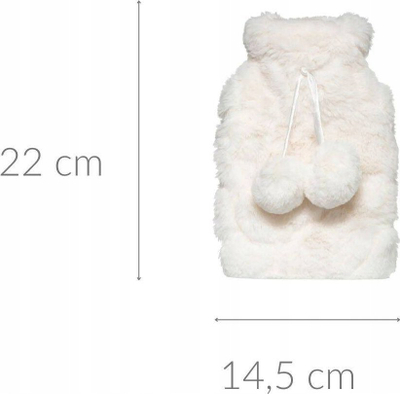 Шише за топла вода Feeric Christmas, 280 ml, со футрола од вештачко крзно, слонова коска