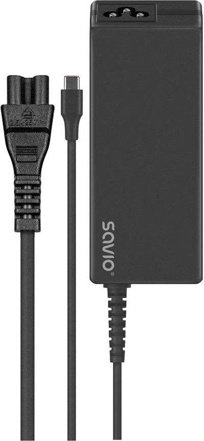 Karikues universal Savio ZA-01, AC, për laptop dhe smartphone, i zi