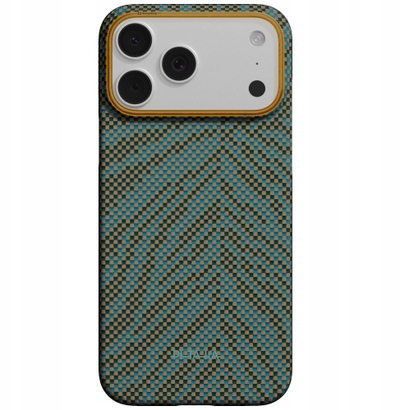 Maskë telefoni Pitaka Edge Case Breath of Veins për iPhone 17 Pro, MagSafe, fibra aramidi, jeshile Dive
