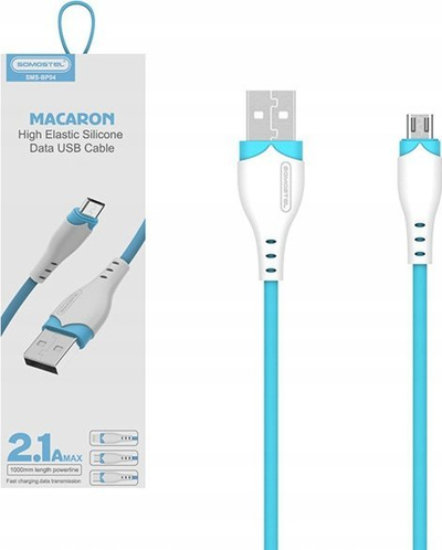 Kabllo Micro USB Somostel SMS-BP04, 1.2 m, 2.1A, blu