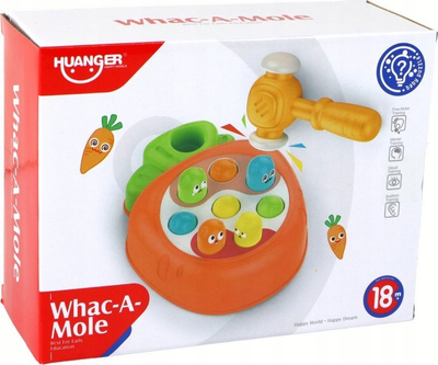 Lojë tavoline Leantoys Whac-a-Mole Colorful Carrot, çekiç për kalamaj, shumëngjyrëshe
