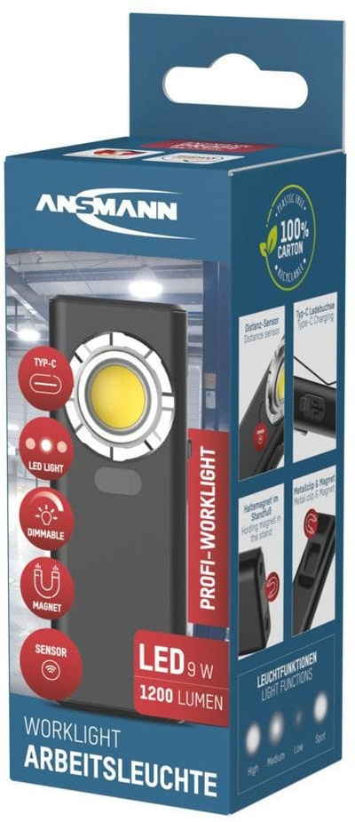 Dritë pune LED ANSMANN WL1200R me sensor, 1200 lm, 12 W, e zezë
