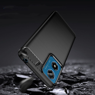 Kapak telefoni Tech-Protect TPUCarbon për Motorola, material TPU, pamje fibrë karboni, ngjyrë e zezë