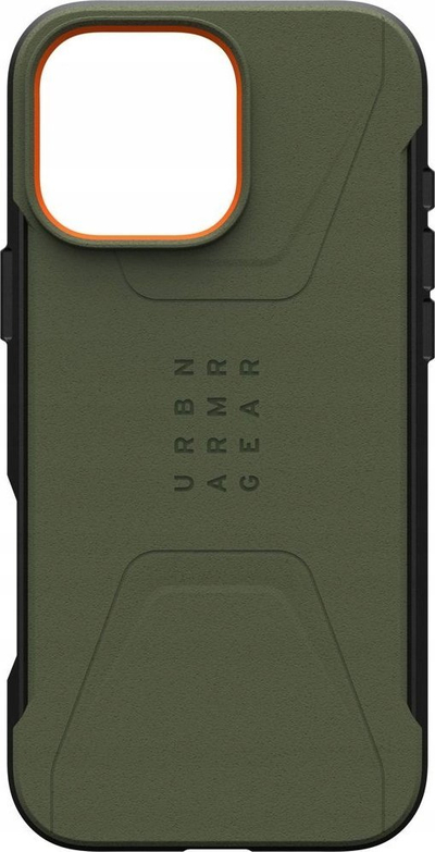 Kapak Urban Armor Gear Civilian MagSafe për iPhone 16 Pro Max, i fortë, jeshil