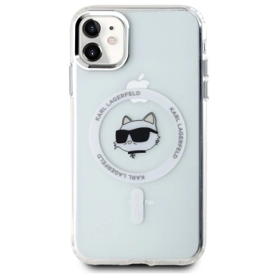 Mbrojtëse telefoni Karl Lagerfeld IML Metal Choupette Head, për iPhone 11 XR 6.1", MagSafe, e bardhë