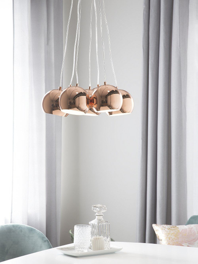 Lampë varëse OLZA metal, 7 sfera, bakër