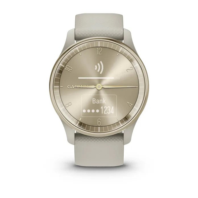 Orë sportive Garmin Vivomove Trend, hibride, NFC, Cream Gold