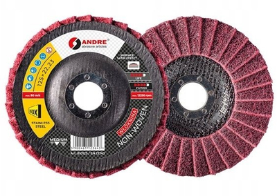 Disk abraziv ANDRE Non-Woven 810124, 125mm, për inoks, i kuq