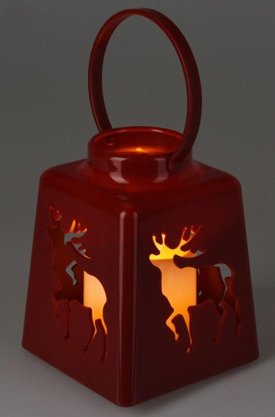 Llambë dekorative ADVENT Lantern Roraty, LED, 13 cm, me kohëmatës, e kuqe