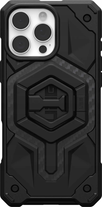 Maskë UAG Monarch Pro MagSafe për iPhone 16 Pro Max, me ring stand, karbon e zezë