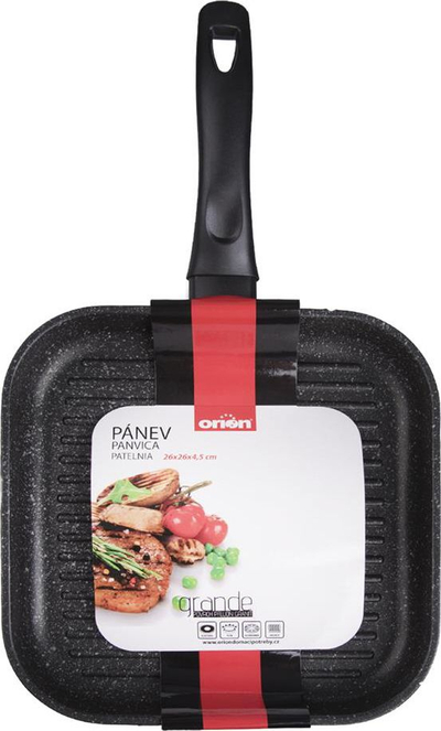 Tigan grill GRANDE 26 x 26 cm, alumin, me shtresë jo ngjitëse, gri