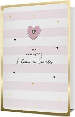Луксузна честитка за причест LUX, First Communion Card 4, со плик, розова