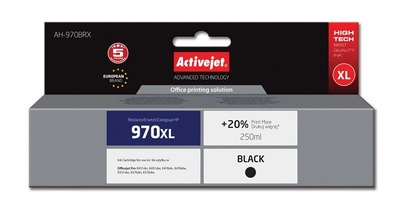 Ngjyrë për printer Activejet AH-970BRX (zëvendësim për HP 970XL CN625AE), 250 ml, e zezë
