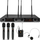 Sistem mikrofonësh pa tel NN WMIC4, 4 kanale UHF, me 3 mikrofona dore edhe headset, i zi