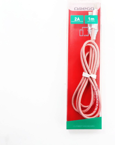 Kabllo USB Omega Lightning- USB, 1.8A, 1m, rozë