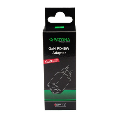 Karikues USB Patona GaN PD 45W, USB C dhe USB A, i zi