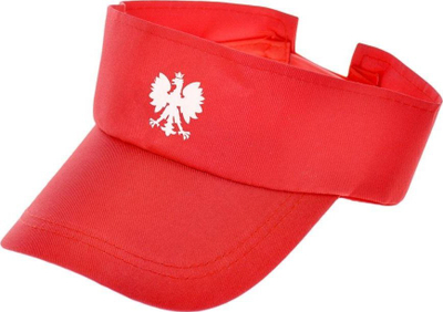 Bandanë visor e bardhë me të kuqe, me strehë