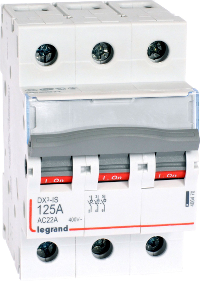 Çelës izolues Legrand DX3 IS, 3 pole, 125A, i bardhë