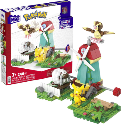 Set ndërtimi MEGA Pokemon Countryside Windmill, me figurina, shumëngjyrësh