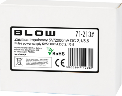 Furnizues energjie Pulse 5V 2A, 10W, prizë 2.1/5.5mm, i zi