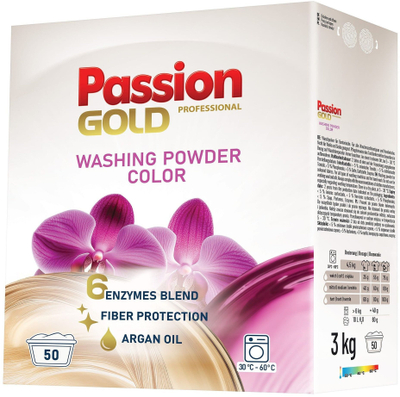 Detergjent pluhur PASSION GOLD, 3kg, 60 larje, për rroba me bojra