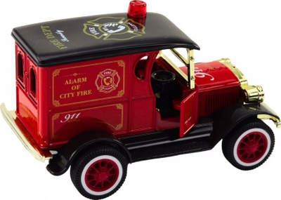 Lodër makinë zjarrfikëse LeanToys Fire Brigade, shkallë 1:36, me mekanizëm tërheqës, e kuqe