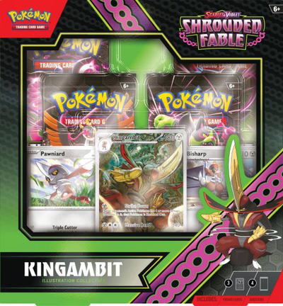 Set letra Pokémon TCG Kingambit Illustration Collection, Scarlet &amp; Violet Shrouded Fable, koleksion me booster packs, shumëngjyrësh