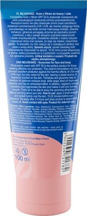 Krem dielli Fluff Milkshake, SPF50 PA++++, për fytyrë edhe trup