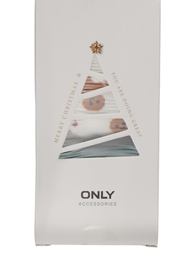 Set çorapa për femra ONLY ONLCHRISTMAS, të bardha/gjelbërta