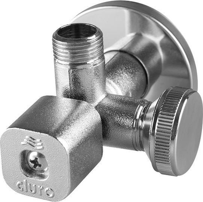 Valvul këndore Duro Solid Bis, 1/2" x 3/4" x 3/8", me filtër, krom