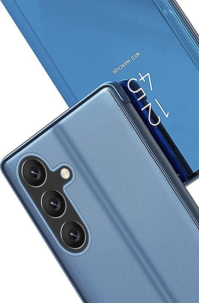 Këllëf telefoni Clear View për Samsung Galaxy A54 5G, flip, me kapak të tejdukshëm, blu