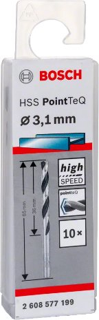 Set stërvitësesh metalike Bosch 2608577199 PointTeQ, HSS, 3.10mm, set 10 copë
