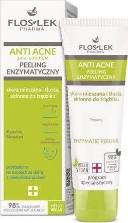 Peeling enzimatik për fytyrë FlosLek Laboratorium Anti Acne, për lëkurë të yndyrshme edhe të përzier, 50 ml