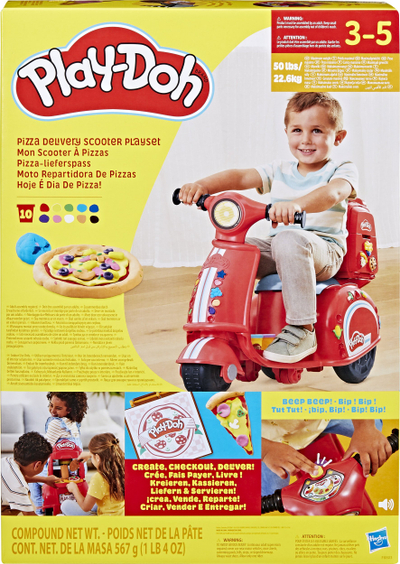 Lodër skuter Play-Doh Pizza Delivery, set kuzhine modeluese, për fëmijë 3-5 vjeç, i kuq