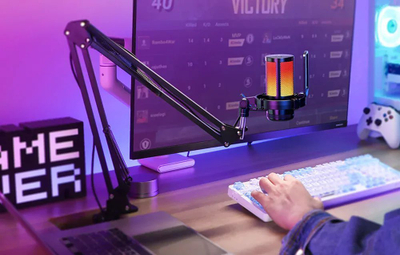 Mikrofon gaming Maono DGM20 S, me krah montues, me ndriçim RGB, i zi