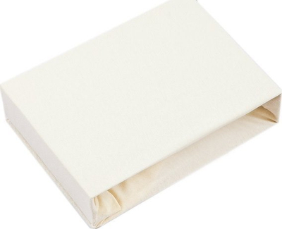 Çarçaf i shtrirë Bocioland Jersey, 60x120 cm, për krevat kalamajsh, ngjyrë krem