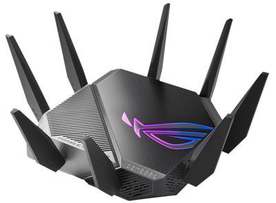 Router WiFi ASUS ROG Rapture GT-AXE11000, tri bandë, WiFi 6E, i zi