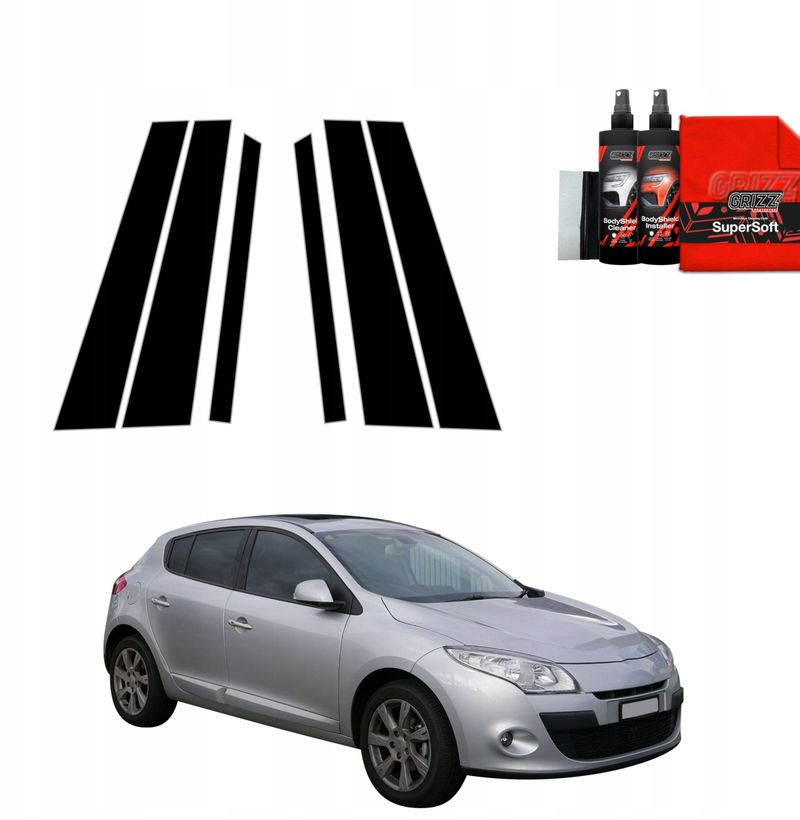 Folie mbrojtëse shtylla B C Renault Megane 3 Wagon, 6in1, 5D 2008-2012, e zezë