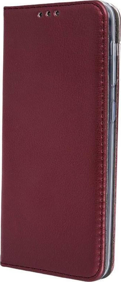 Këllëf libri Xiaomi Redmi Note 12 4G, lëkurë eco, me xhep për karta, burgundy