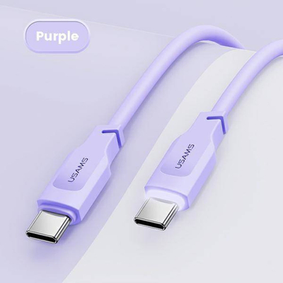 Kabllo USB Usams Lithe Series, USB C në USB C, 1.2m, 100W, vjollcë