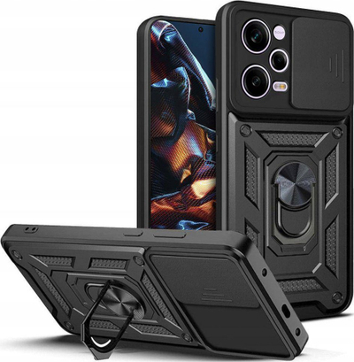 Futrollë Camshield Ring për Xiaomi Poco X5 Pro 5G, me unazë 360°, me kapak kamere, e zezë