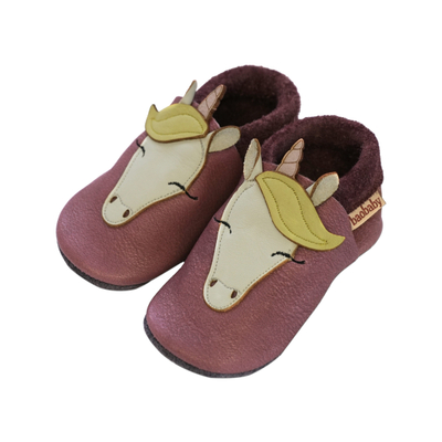 Papuçe fëmijësh Baobaby Classic Unicorn Dreams, lëkurë, madhësia S, vjollcë