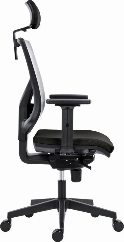 Karrige zyre ergonomike Powerton Ergo Tina, mbështetëse rrjete, mbështetëse koke e rregullueshme, e zezë