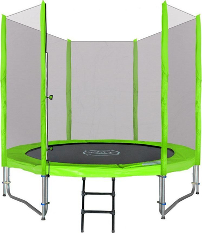 Trampolinë për kalamaj SkyRamiz Green Garden 244 cm 8FT, me rrjetë mbrojtëse, me pajisje, jeshile