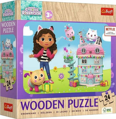Puzzle druri Trefl Wooden Puzzle Junior, 24 copa, Gabby's Dollhouse