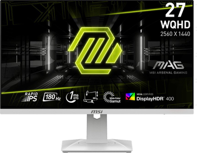 Monitor gaming MSI MAG 274QRFW, 27", WQHD 2560 x 1440, 180 Hz, i bardhë
